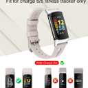 Wearlizer Compatible with Fitbit Charge 6 Bands/Charge 5 Bands for Women Men, Slim Leather Band Thin Watch Replacement Strap Wristband Accessories for Charge 5 6 Band, Starlight