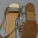 Women's Strappy Flat Sandals Open Square Toe Slingback Gladiator Flats Sandal Summer Vacation Dressy Beach Shoes (6, Gold)