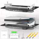 PS5 Slim Wall Mount Kit Horizontal, PS5 Shelf Wall Mount Horizontal for PlayStation 5 Slim Disc & Digital, PS5 Accessories Base Stand, Upgraded Floating PS5 Wall Mount with Screw Fixing