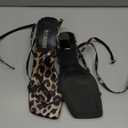 DREAM PAIRS Women's kitten Low Strappy Lace Up Heels Open Square Toe Thong Ankle Strap Heels Sexy Fashion Comfort Dress Shoes Party Sylvestra Pumps Heeled Sandals (7.5, Leopard)