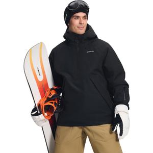 Pioneer Camp Ski Jacket Men Baggy Waterproof Insulated Half Zip Snowboard Snow Coat Shell Jackets Winter Warm Outdoor (Medium, Black)