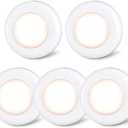 STAR-SPANGLED Push Tap Light, 2.8” Mini Night Touch LED Puck Lamp, Portable Under Cabinet Lighting AAA Battery Operated Powered, DIY Stick On Lights for Closet, Counter, Kitchen, Warm White, 5 Pack