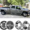 4X 16 Screw On Wheel Simulators Compatible with 2001-2007 Chevy GMC 3500 Truck 2003-2021 G3500/G30 Van, 8 Lug Front Rear Dually Hub Caps Skins Liners Rim Covers Stainless Steel Polished 608GV