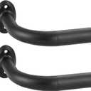 2 Pack 1Inch Diameter Wrap Around Curtain Rods for windows 28-86 inch(2.3-7Ft), Splicing Adjustable Room Darking Drapery Rod with Aluminum Finials and Brackets,Matte Black