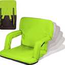 PICNIC TIME Ventura Portable Reclining Stadium Seat with Back Support, Folding Bleacher Chairs with Back and Cushion, Thick Padded Stadium Seat and Armrest and Six Backrest Positions, (Lime Green), Standard