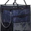 Reusable Grocery Bag On Wheels Large Capacity Shopping Trolley Foldable Rolling Tote with Outside Pocket, Heavy Duty Handle (Blue, Medium)