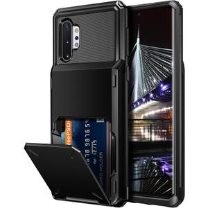 Vofolen Case for Galaxy Note 10+ 10 Plus Case Wallet 4-Slot Pocket ID Card Holder Scratch Resistant Dual Layer Protective Bumper Rubber Armor Hard Shell Cover for Samsung Galaxy Note 10 Plus Black