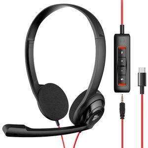NUBWO HW02 USB Wired Office Headset with Mic, USB C/3.5mm Jack, Noise Cancelling, in-Line Control, Comfortable Call Center Computer Headset for PC, Laptop, Mac