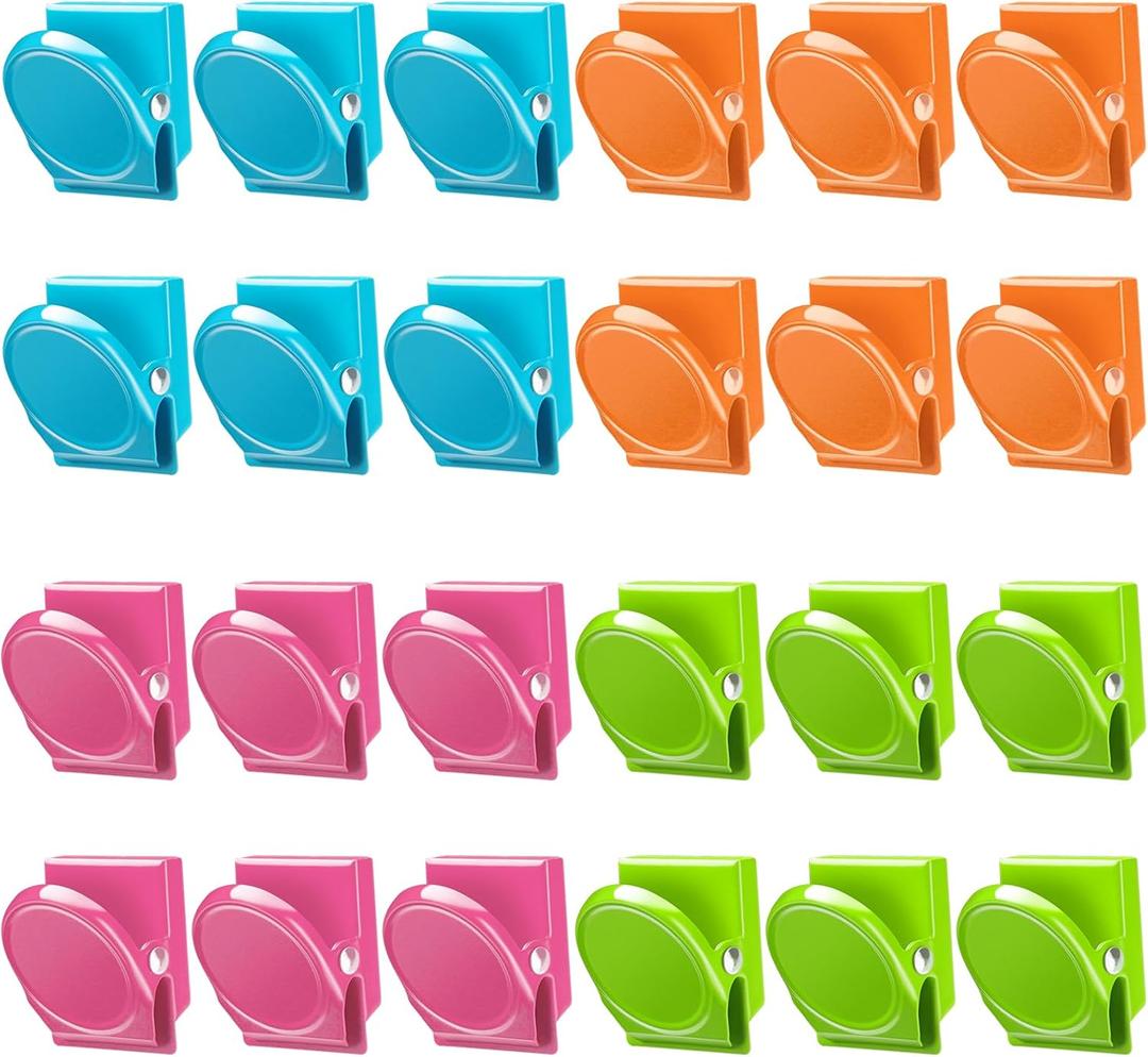 VICNOVA Magnetic Clips, 24 Pieces Magnetic Metal Chip Clips Fridge Magnets Refrigerator Whiteboard Locker Magnets Heavy Duty Clip Classroom Organization Teacher Must Haves School Supplies Accessories