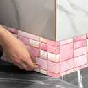 IVN Wallpaper Border Peel and Stick Decorative Wall Trim Self Adhesive Pink Marble Accent Strip for Bathroom Laundry Room Pool Area Mirror Frame Shelf Wall Edge 4x196 Inch Elegant Design