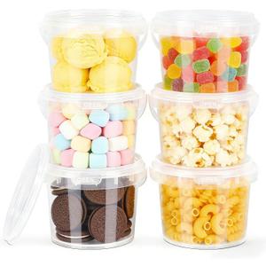 ASEVAT 6PACK, Plastic Storage Containers With Lids Kitchen, Food Storage Containers, Microwave Safe Bowls With Lids, Freezer Safe Containers, Slime, Soup (16 oz) (Clear)