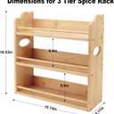 3 Tier Bamboo Spice Rack, Spice Rack Organizer, Seasoning Jars Rack Shelf Spice Organizer for Kitchen Counter or Wall Mounting, Spice Storage Holder with handles, Jars Not Included,Natural