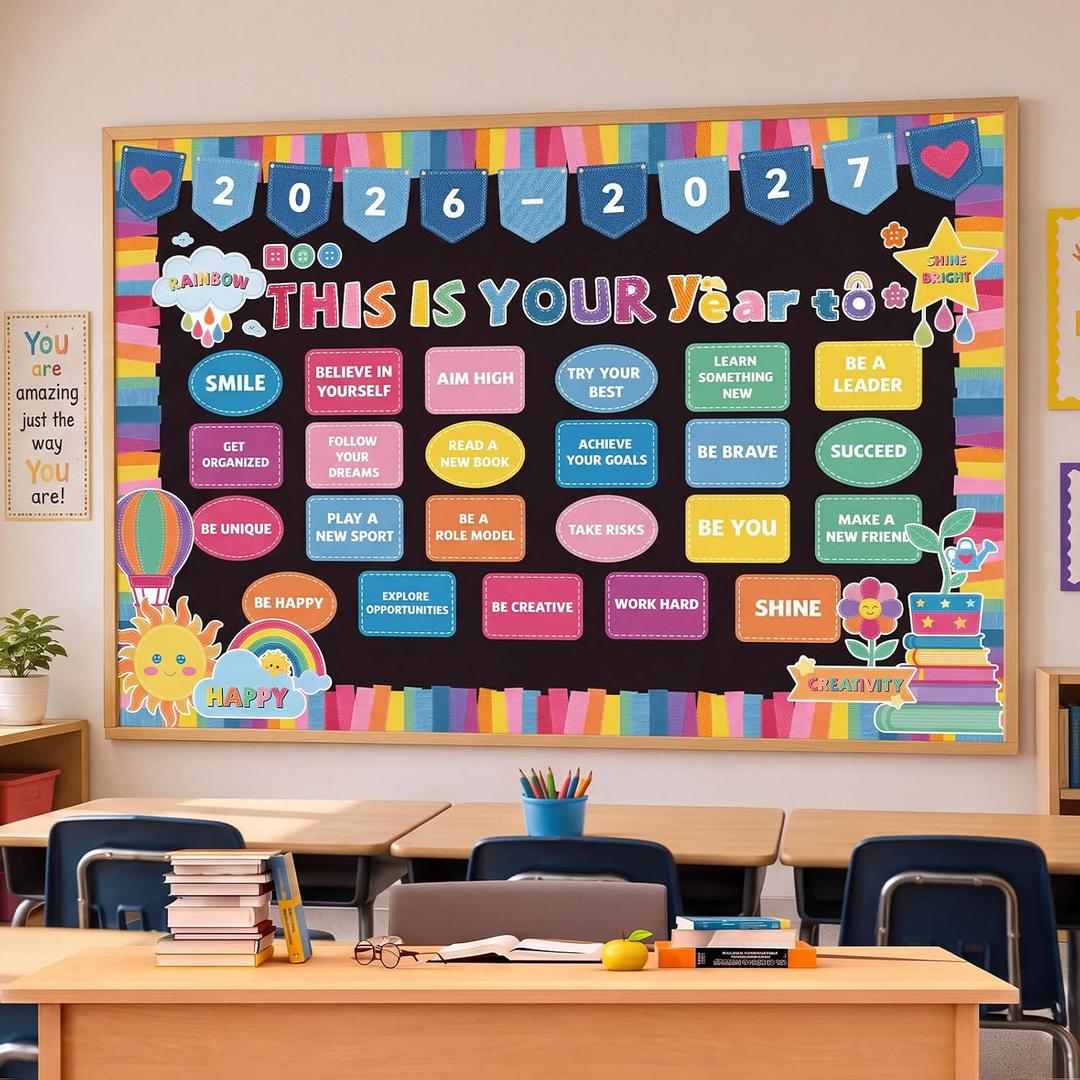 3 x Kosiz This is Your Year Bulletin Board Set Colorful, Colorful Irregular, various sizes