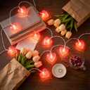 Valentine's Day Heart String Lights Plug in, 8.5FT Pink LED Heart Lights for Indoor Outdoor Decor, Connectable Valentine Pink Fairy String with Soft Romantic Glow