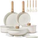 CAROTE 19pcs Pots and Pans Non Stick, Cookware Sets Detachable Handle, Induction Kitchen Pots and Pans, NonStick Cooking Set, Oven/Dishwasher/Fridge Safe, Space Saving (Cream White)