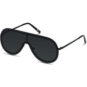 LYZOIT Rimless Oversized Square Sunglasses for Women Men Flat Top Shield Frameless Sun Glasses (Black | Polarized Lenses)