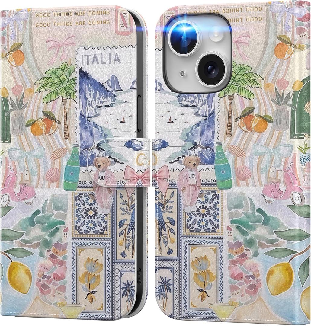 DEENAKIN for iPhone 14 Case Wallet, Card Slots Holder + Cash Clip