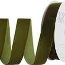 Olive Green Velvet Ribbon 1-1/2 Inch x 25Yards, Nylon Vintage Velvet Ribbons Perfect for Christmas Decoration, Handmade Craft, Gift Wrapping, Bow Making, Bouquet Packaging