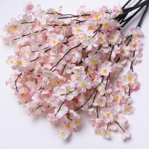 8 Pack Artificial Cherry Blossom Branches - 20 Inch Real Touch Silk Flowers with Bendable Stems for Vase, Wedding, Home Office Decor, Spring Floral, Party & Event Decor (Blush Pink Gradient)