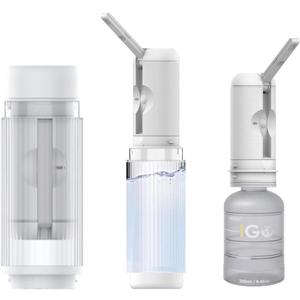 VIKKEN Go+ Portable Travel Bidet Rechargeable, 300ml+250ml Ivory White | Handheld personal hygiene water jet, men and women; 3 pressure modes, long-press stop; 2 bottles, carry bag