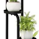 Bamworld Tall Plant Stand Indoor Outdoor, Corner Metal Flower Pot Stands for Multiple Plants, 5 Tier Heavy Duty Plant Shelf for Patio Garden Balcony Living Room Bedroom (Matte Black)