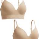SHAPERMINT Bra - Wireless Bras for Women No Underwire - Wirefree Bralettes for Women with Support - Wireless Bra Bralette (Large, Chai)