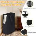 Slim Laundry Hamper, 48L Ultra Thin Collapsible Laundry Basket with Handles, Foldable Basket Laundry Bag Dirty Clothes Hamper for Bathroom Bedroom (Black)
