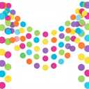 5 Pack Colorful Dots Garland Banner, 65.5 ft Paper Circle Hanging Streamers Rainbow Round Dot Bunting Backdrop for Birthday Classroom Homecoming Wedding Holiday Party Decorations