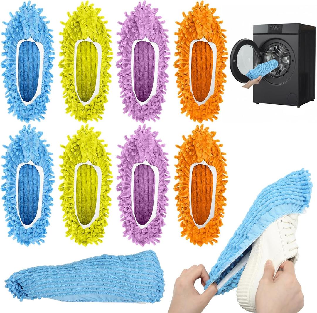 8 Pack Shoe Washing Machine Bag Chenille Shoe Laundry Bag 360 Deep Cleaning Reusable Sneaker Bags for Washing Machine Sneakers Slippers, 4 Colors