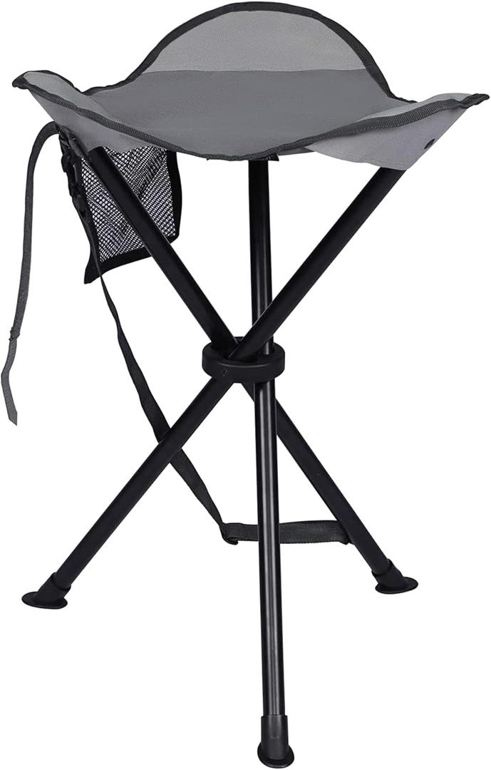 Portal Tall Folding Tripod Stool for Outdoor Camping Walking Hunting Hiking Fishing Travel, Support 225 lbs (Grey-fabric)
