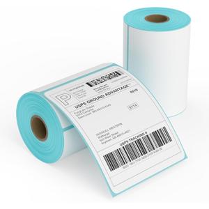 FungLam 2 Rolls 4x6 Direct Thermal Printer Labels 500 Shipping Labels Compatible with Zebra, Rollo Label Printer, Peforated Postage Thermal Labels, Permanent Adhesive, 250 Labels/Roll