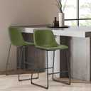 DUMOS Bar Stools Set of 2, Faux Leather Counter Height Bar Chairs for Pub, 2 Pcs 26 In