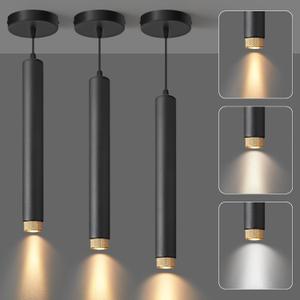 OKELI Modern Black LED Pendant Light for Kitchen Island, 3 Pack Dimmable Zoomable Pendant, Adjustable Beam Angle, 3 Color Temps 2700K/4000K/6000K, Mini Hanging Light for Bar or Bedroom, 7W 15"
