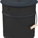 Plow & Hearth 3 Gallon Black Large Ash Bucket with Lid and Wood Handle | 28 Gauge Galvanized Iron Metal | Double Bottom | Tool for Fireplaces Fire Pits Wood Burning Stoves (Black)