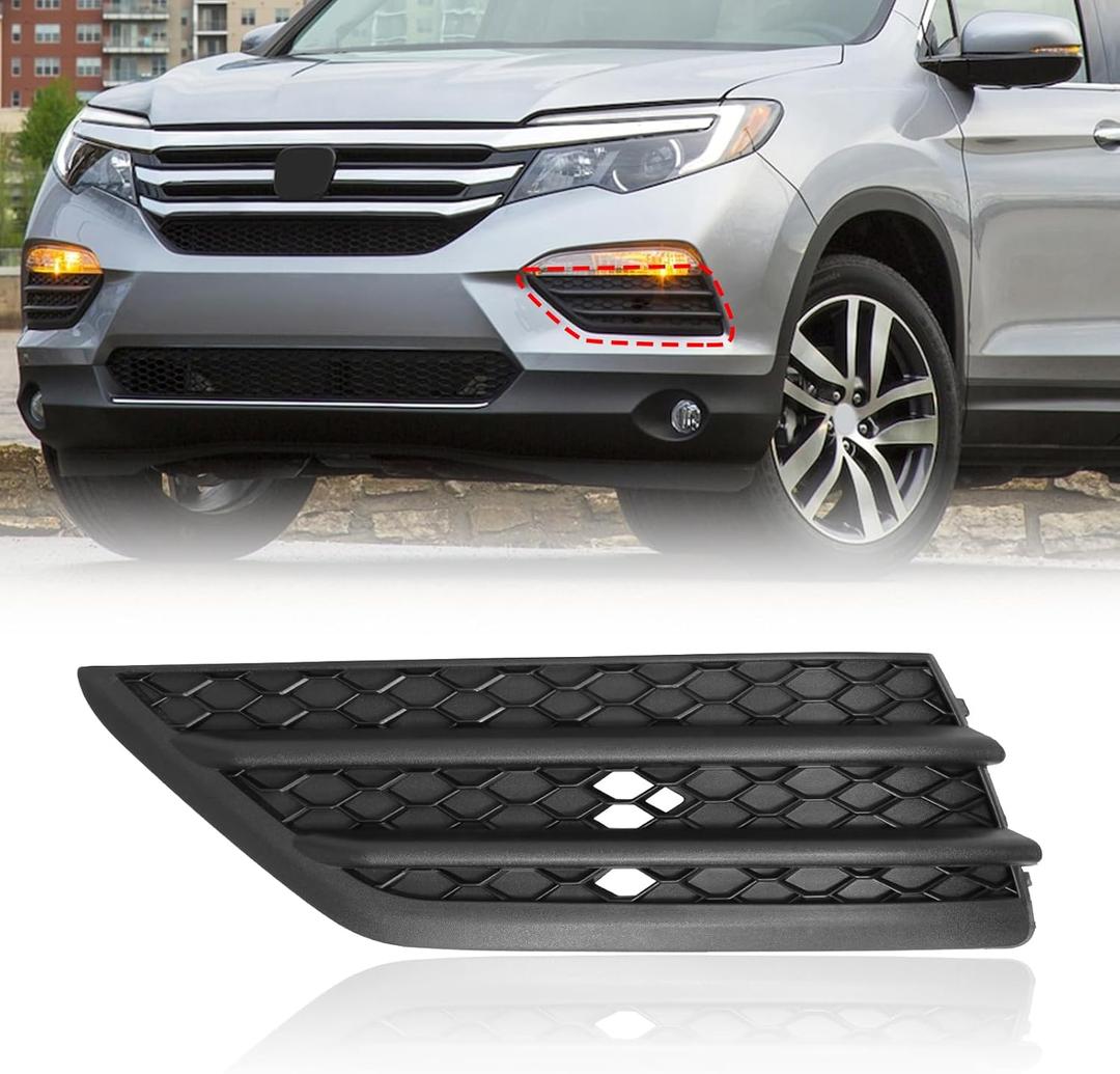BXZ Front Bumper Insert Cover Fog Light Cover Left Hand Side Driver LH for 2016 2017 2018 Honda Pilot