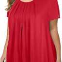 MANER Women's Plus Size Tops Short Sleeve Flowy Shirts Casual Blouses Tunic Tops /L-4XL