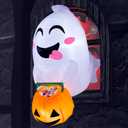 Decorations, Blow Up Halloween Yard Decorations Inflatable Window Ghost Decor, Blow Up Ghost with Candy Basket for Window Decor