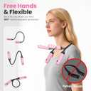 WORKPRO Rechargeable Neck Light for Hands-Free Lighting, 3 Brightness Levels 300 Lumens Neck Light, Bendable Silicone Arm, Great for Mechanics, Reading, Camping, DIY Projects, Crafting, Pink Ribbon