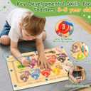 Magnetic Color and Number Maze, Montessori Wooden Magnet Puzzles Learning Counting Matching Board Unicorn Toys for Toddlers Kids 3-5, Educational Fine Motor Skills Toys for Girls Boys 3 4 5 Years Old
