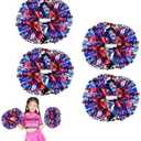 4Pcs Metallic Cheerleading Pom Poms, Creatiee 2 Pair Cheerleader Cheering Squad Pompoms for School Sports Dance Games Team Spirit Cheer
