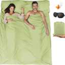 Sleeping Bag Liner,Travel Sheet & Adult Sleep Sack, Camping Sheets Travel Sleep Sack for Backpacking,Hotels & Hostels -Lightweight Single &Double Travel Sheet Camping Sheets, 
82.7"L x 70.9"W