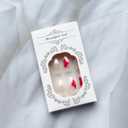 3 x White French Tip Press On Nails - Medium Almond, Fall Glue On, Full Cover Acrylic, Flower False, Glossy Artificial, Reusable Stick On Nails - 24Pcs