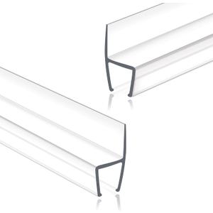 Frameless Shower Door Seal Strip 2 Pack x 78 Inch H For 3/8" Thick Glass Shower Door Side Seal Strip Bottom Seal Door Sweep Ultra Clear Polycarbonate, Stop Shower Leaks Create A Water Barrier