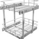 2 Tier Pull Out Cabinet Organizer 15" W X 17" D, Chromed, Full Slide Out