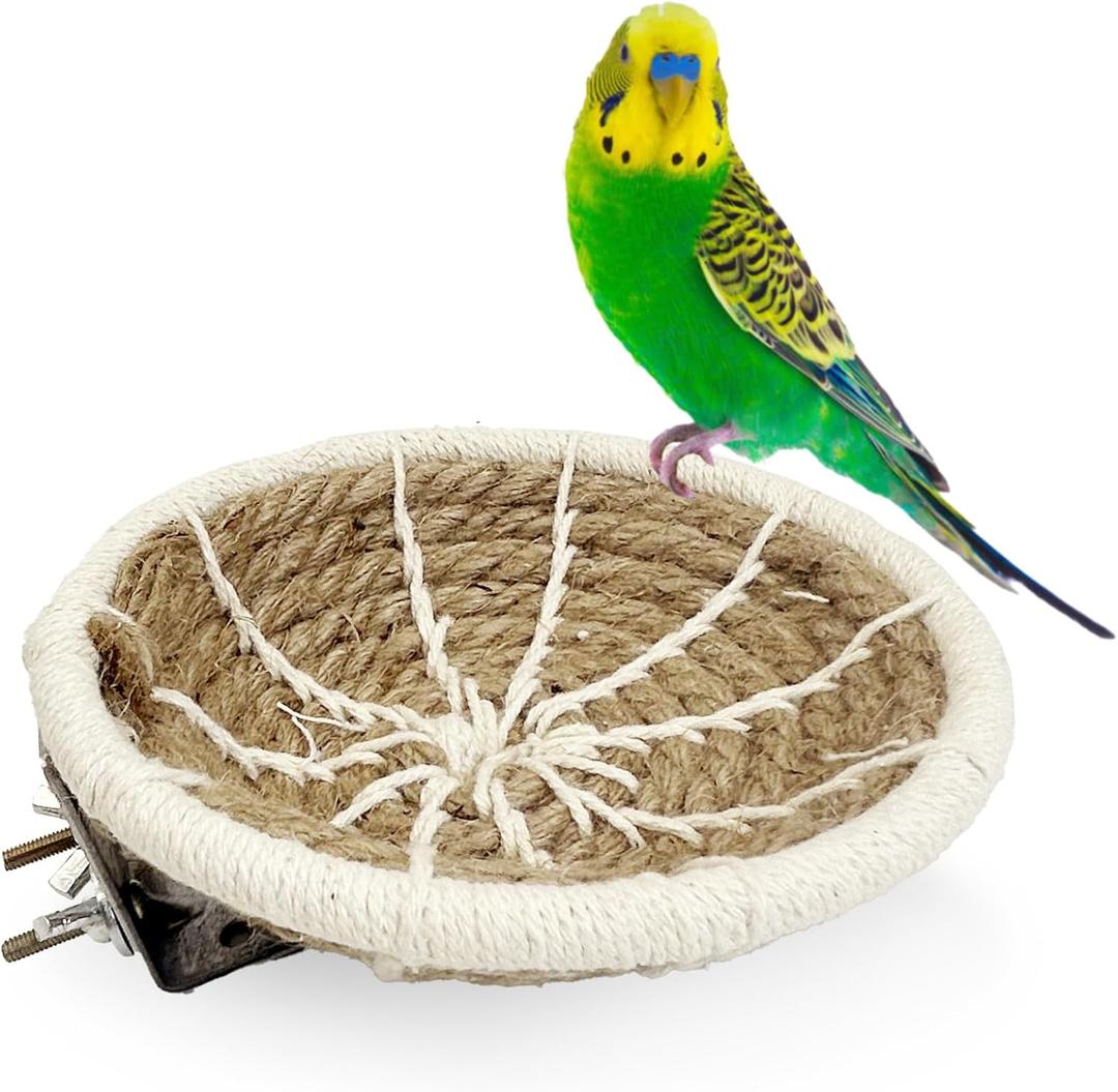 Hamiledyi Bird Nest Handmade Weave Hemp Rope Bird Cage House Parakeet Nest Hatch House for Small Budgie Parakeet Cockatiel Conure Canary Finch Lovebird (Brown) (5.1 Inch Diameter)