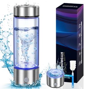 2025 New Hydrogen Water Generator Bottles, Portable Hydrogenated Water Bottle with SPE PEM Technology, 420ml Hydrogen Water Bottle Generator, Rechargeable Ionizer Machine for Home, Office, and Travel (Silver)