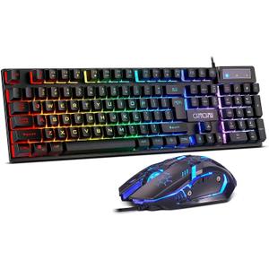 CHONCHOW Gaming Keyboard and Mouse Combo, USB Wired RGB Backlit, Mechanical Feel Anti-ghosting Keyboard 3200DPI Ergonomic Mouse, LED Gaming Set for Laptop PC PS4 Xbox Mac Game Work