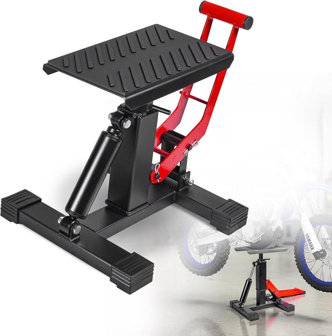 Adjustable Dirt Bike Stand & Powersport Jack 1000LBS Capacity, Heavy Duty Hydraulic Motorcycle Lift Stand & Center Stand for Maintenance