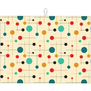 Mid Century Modern Atomic Retro Dish Drying Mat for Kitchen Counter Yellow Drying Pad 18x24 Inch Absorbent Reversible Dish Drainer Rack Mats