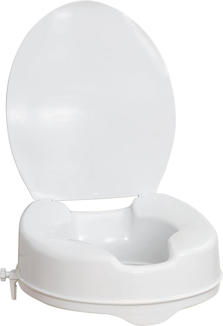 Drive Medical 770-626 AquaSense Raised Toilet Seat with Lid, Standard Seat, White (1 Count (Pack of 1))